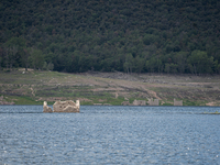 A view of the Sau reservoir at 20%, after a few weeks of rain that are softening the effects of the drought in Catalonia, in Osona, Spain, o...