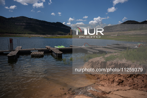 A view of the Sau reservoir at 20%, after a few weeks of rain that are softening the effects of the drought in Catalonia, in Osona, Spain, o...