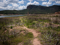 A view of the Sau reservoir at 20%, after a few weeks of rain that are softening the effects of the drought in Catalonia, in Osona, Spain, o...