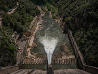 A view of the Sau reservoir at 20%, after a few weeks of rain that are softening the effects of the drought in Catalonia, in Osona, Spain, o...