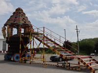 A chariot is standing outside the Ganesh Temple in Richmond Hill, Ontario, Canada, on May 20, 2024. (