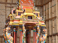 A chariot is standing outside the Ganesh Temple in Richmond Hill, Ontario, Canada, on May 20, 2024. (