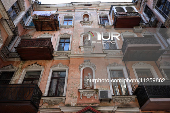 A courtyard in the historic city center is being shown in Odesa, Ukraine, on May 20, 2024. NO USE RUSSIA. NO USE BELARUS. 