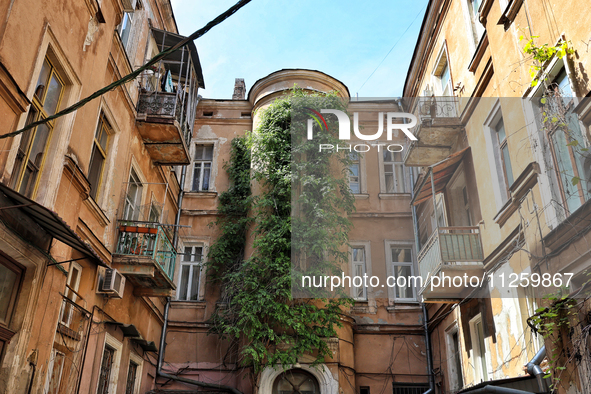 A courtyard in the historic city center is being shown in Odesa, Ukraine, on May 20, 2024. NO USE RUSSIA. NO USE BELARUS. 