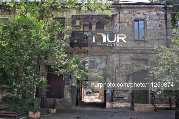 A courtyard in the historic city center is being shown in Odesa, Ukraine, on May 20, 2024. NO USE RUSSIA. NO USE BELARUS. 