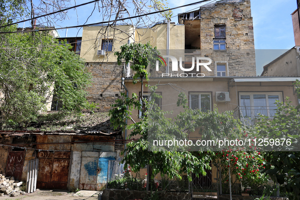 A courtyard in the historic city center is being shown in Odesa, Ukraine, on May 20, 2024. NO USE RUSSIA. NO USE BELARUS. 