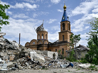 A church of the Intercession is being destroyed by Russian shelling in Orikhiv, Zaporizhzhia region, Ukraine, on May 20, 2024. NO USE RUSSIA...