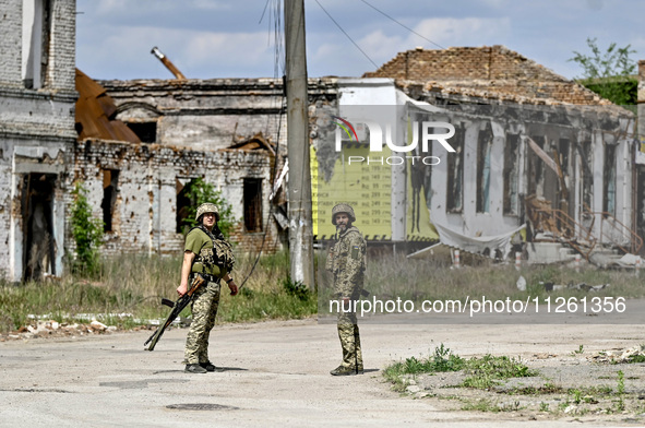 Fighters of the 53rd Battalion of the 141st Separate Infantry Brigade are serving in the Zaporizhzhia region, Ukraine, on May 20, 2024. NO U...