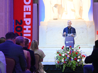 Jay Herratti, CEO and Executive Director of TED Conferences, is speaking during an announcement on the Nation's 250th Anniversary programmin...