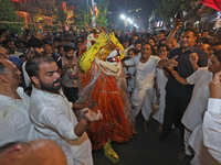 Devotees are participating in the traditional procession 'Narasimha Leela' of Lord Narasimha from Tadkeshwar Mahadev Temple on the eve of Na...