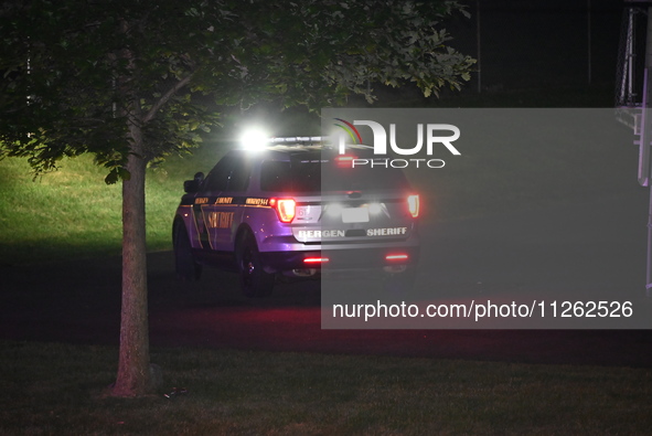 Police are present in the park. One person is wounded in a shooting in Glen Rock, New Jersey, United States, on May 21, 2024. The Bergen Cou...