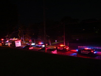 Police are lining the street. One person is wounded in a shooting in Glen Rock, New Jersey, United States, on May 21, 2024. The Bergen Count...