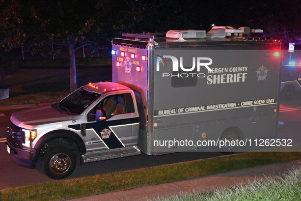 The crime scene unit is at the scene. One person is wounded in a shooting in Glen Rock, New Jersey, United States, on May 21, 2024. The Berg...