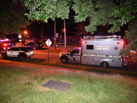 Police are at the crime scene. One person is wounded in a shooting in Glen Rock, New Jersey, United States, on May 21, 2024. The Bergen Coun...