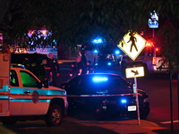 Police are present at the crime scene. One person is wounded in a shooting in Glen Rock, New Jersey, United States, on May 21, 2024. The Ber...