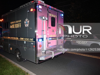 The crime scene unit is at the scene. One person is wounded in a shooting in Glen Rock, New Jersey, United States, on May 21, 2024. The Berg...