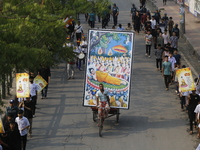 Buddhist people are taking part in a rally on the occasion of the Buddha Purnima festival, which marks the birth of Gautam Buddha, in Dhaka,...