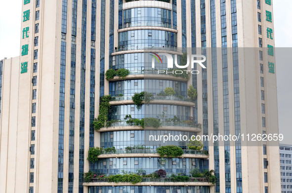 A 12-storey building in Nanning, China, on May 21, 2024, is looking like layers of stacked cakes. Because of the various green vegetation pl...