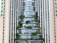 A 12-storey building in Nanning, China, on May 21, 2024, is looking like layers of stacked cakes. Because of the various green vegetation pl...