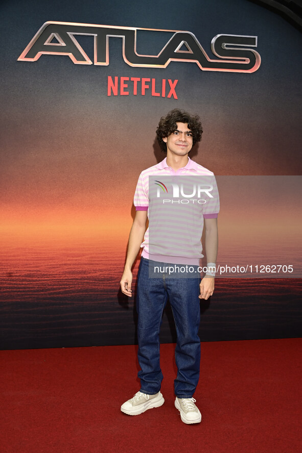 Inaki Godoy is attending the red carpet of the Atlas fan event at Toreo Parque Central in Mexico City, Mexico, on May 21, 2024. 