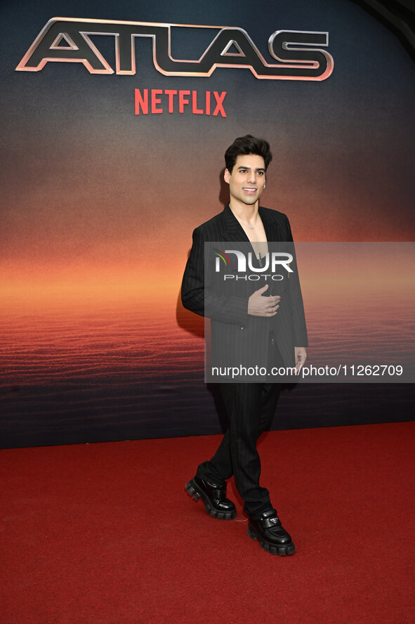 Eduardo Brito is attending the red carpet of the Atlas fan event at Toreo Parque Central in Mexico City, Mexico, on May 21, 2024. 