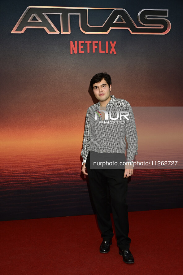 Jair Sanchez is attending the red carpet of the Atlas fan event at Toreo Parque Central in Mexico City, Mexico, on May 21, 2024. 