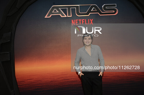 Jair Sanchez is attending the red carpet of the Atlas fan event at Toreo Parque Central in Mexico City, Mexico, on May 21, 2024. (