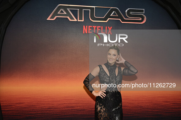 Daniela Alvarez is attending the red carpet of the Atlas fan event at Toreo Parque Central in Mexico City, Mexico, on May 21, 2024. (