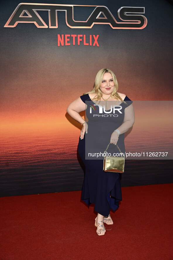 Fernanda Martin is attending the red carpet of the Atlas fan event at Toreo Parque Central in Mexico City, Mexico, on May 21, 2024. 