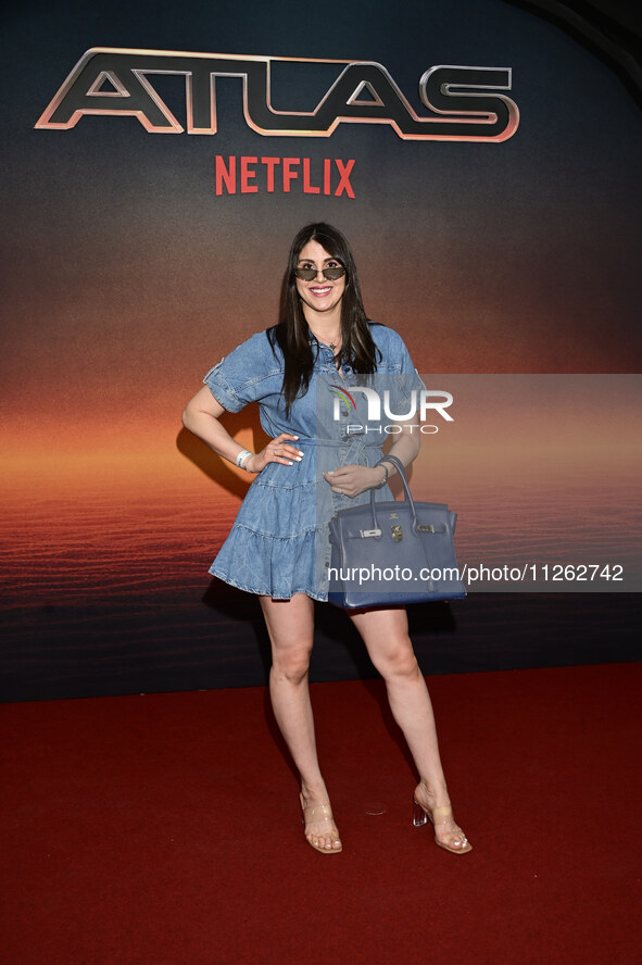 Joely Bernat is attending the red carpet of the Atlas fan event at Toreo Parque Central in Mexico City, Mexico, on May 21, 2024. 