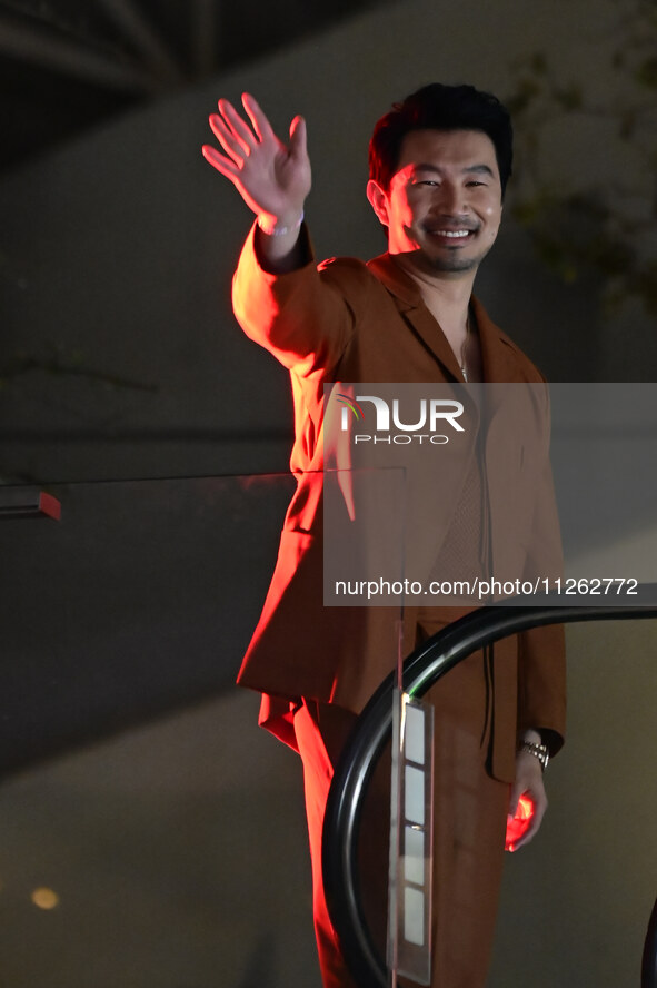 Chinese-Canadian actor Simu Liu is attending the red carpet of the Atlas fan event at Toreo Parque Central in Mexico City, Mexico, on May 21...