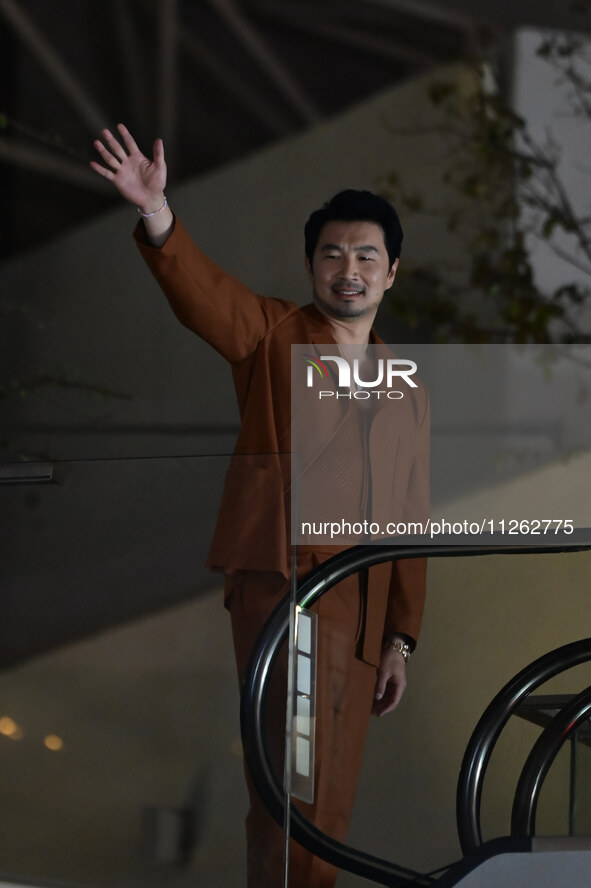 Chinese-Canadian actor Simu Liu is attending the red carpet of the Atlas fan event at Toreo Parque Central in Mexico City, Mexico, on May 21...