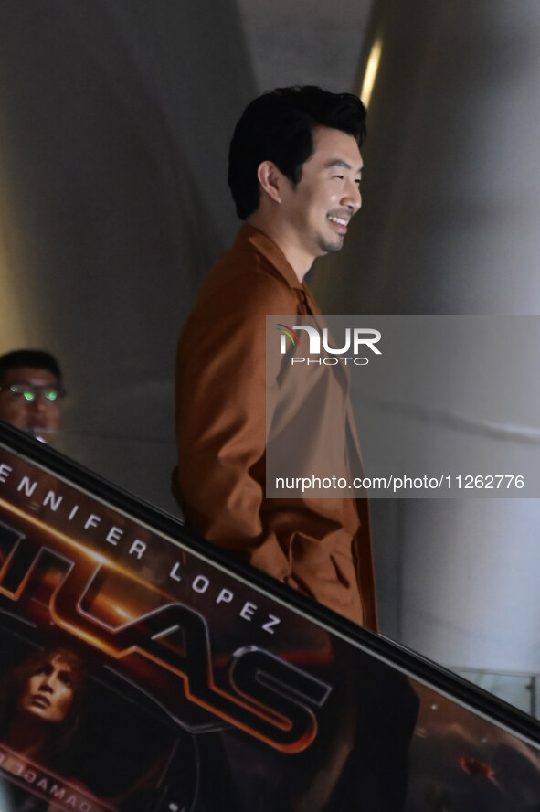 Chinese-Canadian actor Simu Liu is attending the red carpet of the Atlas fan event at Toreo Parque Central in Mexico City, Mexico, on May 21...