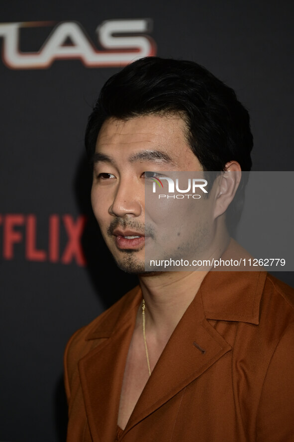 Chinese-Canadian actor Simu Liu is attending the red carpet of the Atlas fan event at Toreo Parque Central in Mexico City, Mexico, on May 21...