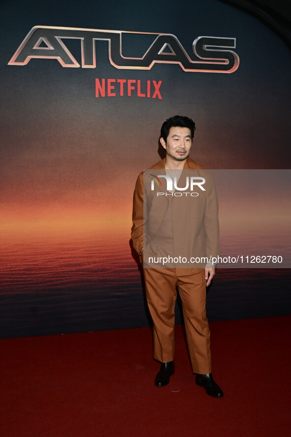 Chinese-Canadian actor Simu Liu is attending the red carpet of the Atlas fan event at Toreo Parque Central in Mexico City, Mexico, on May 21...