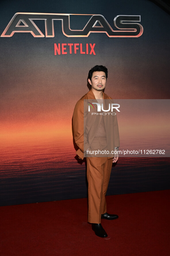 Chinese-Canadian actor Simu Liu is attending the red carpet of the Atlas fan event at Toreo Parque Central in Mexico City, Mexico, on May 21...