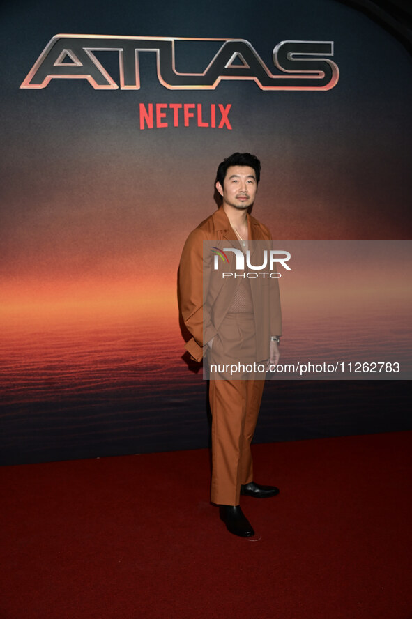 Chinese-Canadian actor Simu Liu is attending the red carpet of the Atlas fan event at Toreo Parque Central in Mexico City, Mexico, on May 21...