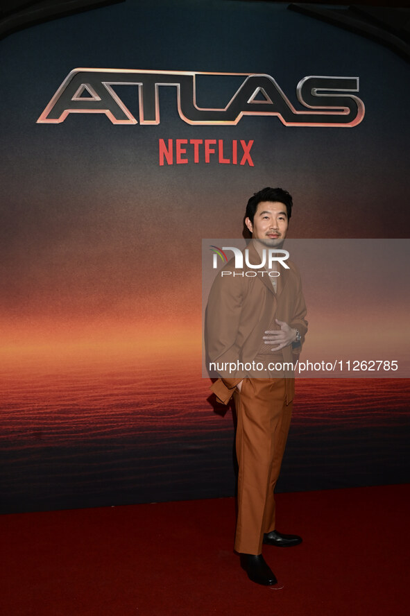 Chinese-Canadian actor Simu Liu is attending the red carpet of the Atlas fan event at Toreo Parque Central in Mexico City, Mexico, on May 21...