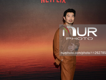 Chinese-Canadian actor Simu Liu is attending the red carpet of the Atlas fan event at Toreo Parque Central in Mexico City, Mexico, on May 21...