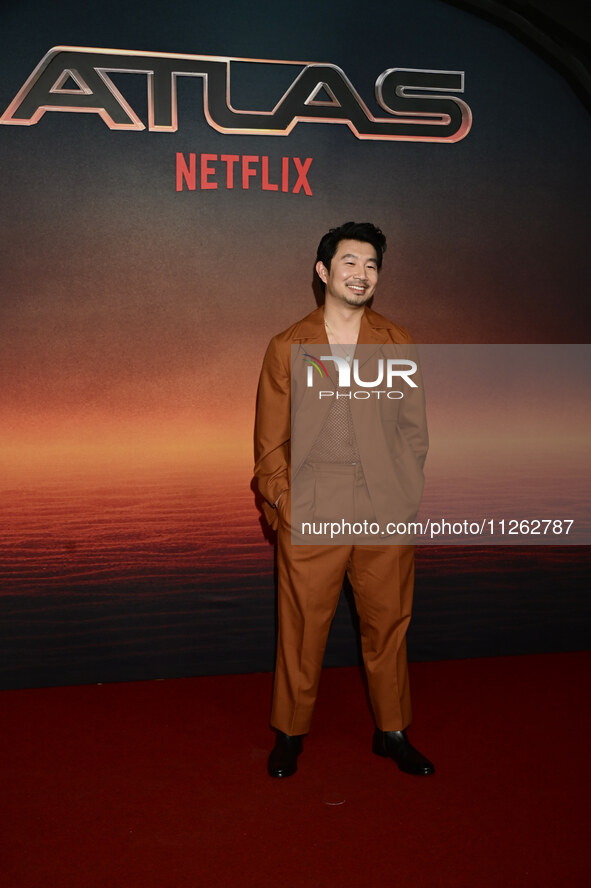 Chinese-Canadian actor Simu Liu is attending the red carpet of the Atlas fan event at Toreo Parque Central in Mexico City, Mexico, on May 21...