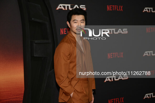 Chinese-Canadian actor Simu Liu is attending the red carpet of the Atlas fan event at Toreo Parque Central in Mexico City, Mexico, on May 21...