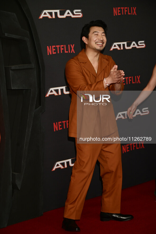 Chinese-Canadian actor Simu Liu is attending the red carpet of the Atlas fan event at Toreo Parque Central in Mexico City, Mexico, on May 21...