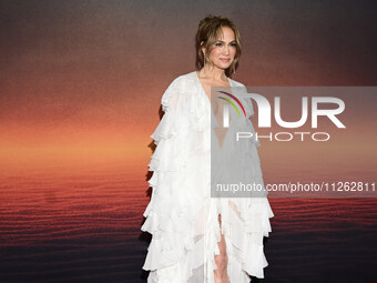 American actress and singer Jennifer Lopez is attending the red carpet of the Atlas fan event at Toreo Parque Central in Mexico City, Mexico...