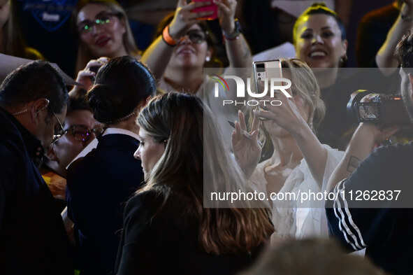 American actress and singer Jennifer Lopez is attending the red carpet of the Atlas fan event at Toreo Parque Central in Mexico City, Mexico...