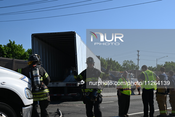 Two people are dying in a fatal motor vehicle crash on I-80 Eastbound in Hackensack, New Jersey, United States, on May 21, 2024. New Jersey...