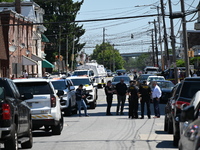 The crime scene unit is gathering at the scene of the workplace mass shooting that is leaving two dead and three injured. Police are gatheri...