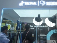 TikTok's booth is being displayed at an exhibition in Hangzhou, Zhejiang province, China, on November 23, 2023. TikTok is issuing a notice t...