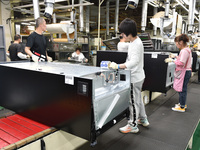 Workers are assembling refrigerators at the LG Refrigerator production base in Taizhou, China, on May 23, 2024. This is LG's largest refrige...