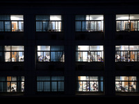 Students who are about to take the National College entrance examination are taking evening self-study in the classroom of Lianyungang Senio...