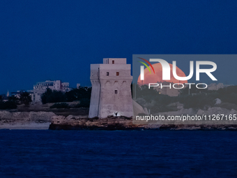 The fifth Full Moon of 2024, the Flower Moon, is appearing in Molfetta, Italy, behind Torre Calderina with a dancer, on May 22, 2024. Its na...